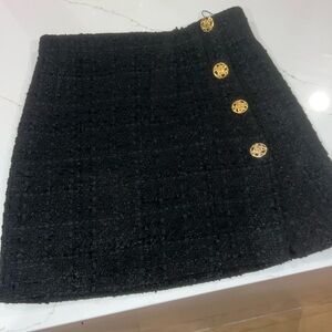 Zara Skirt tweed black with gold buttons size S